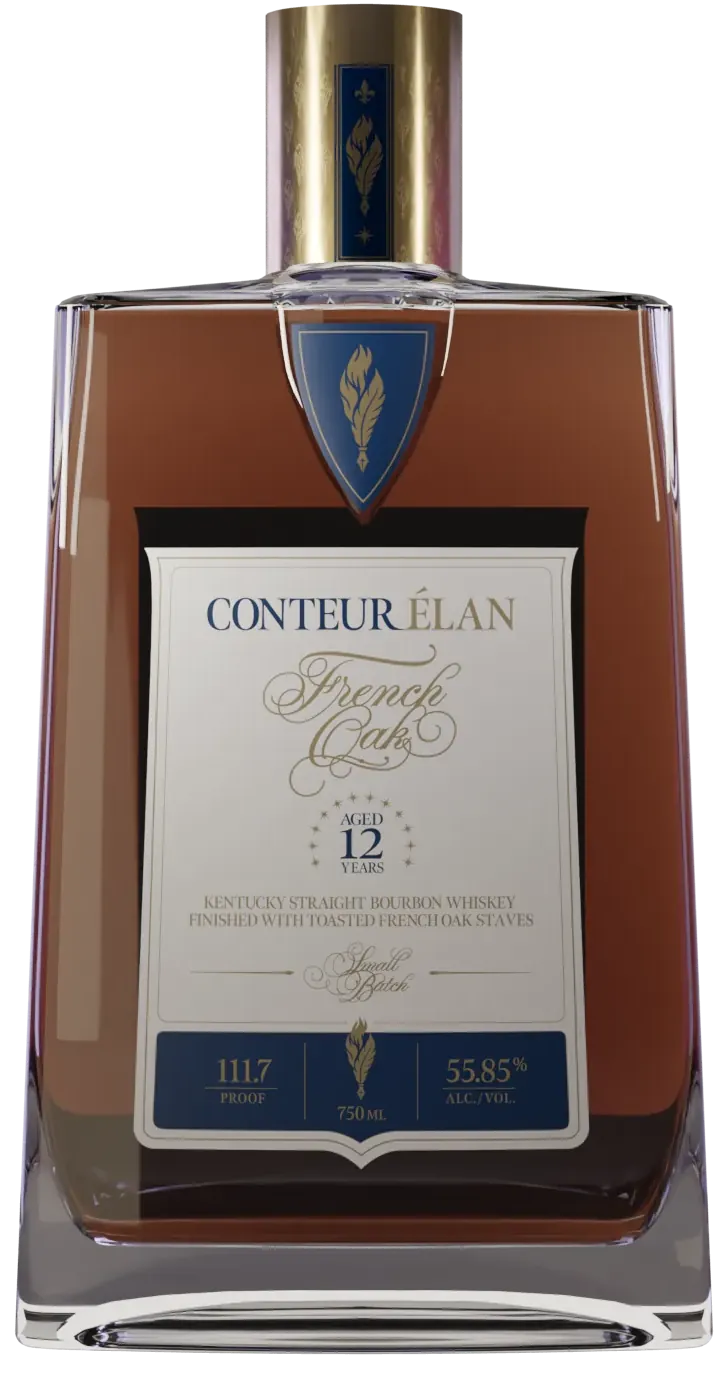 The Conteur Élan bottle, its label reading French Oak, aged 12 years
